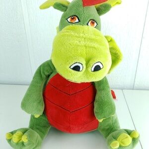 Lime Green and Red Plush Stuffed Dragon